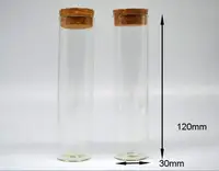 12pcs 30*120mm High quality wish Bottles Empty Clear Cork stopper Glass Bottle sample Vials For Wedding Holiday Decoration Gifts