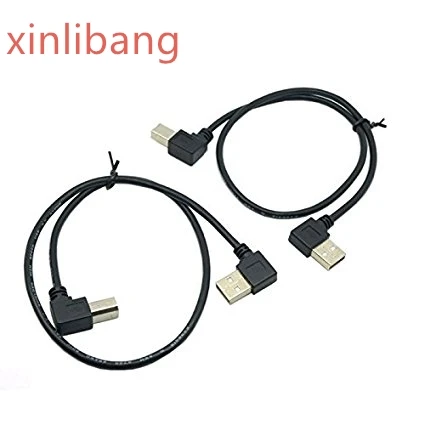 2 шт. правый и левый Угловой 90 градусов USB 0 A штекер на B кабель принтера 50