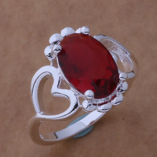 Ретро элементы элегантный великолепный дизайн AR358 посеребренные популярные ювелирные изделия оптовая продажа кольца с красным сердцем и камнем арнаджуа