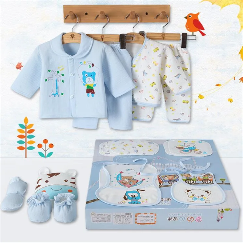 Newborn Baby Clothing Sets Girls Boys Clothes Autumn Winter Warm Brand Gift Infant Cotton Cartoon Underwear 18pcs/set | Детская одежда