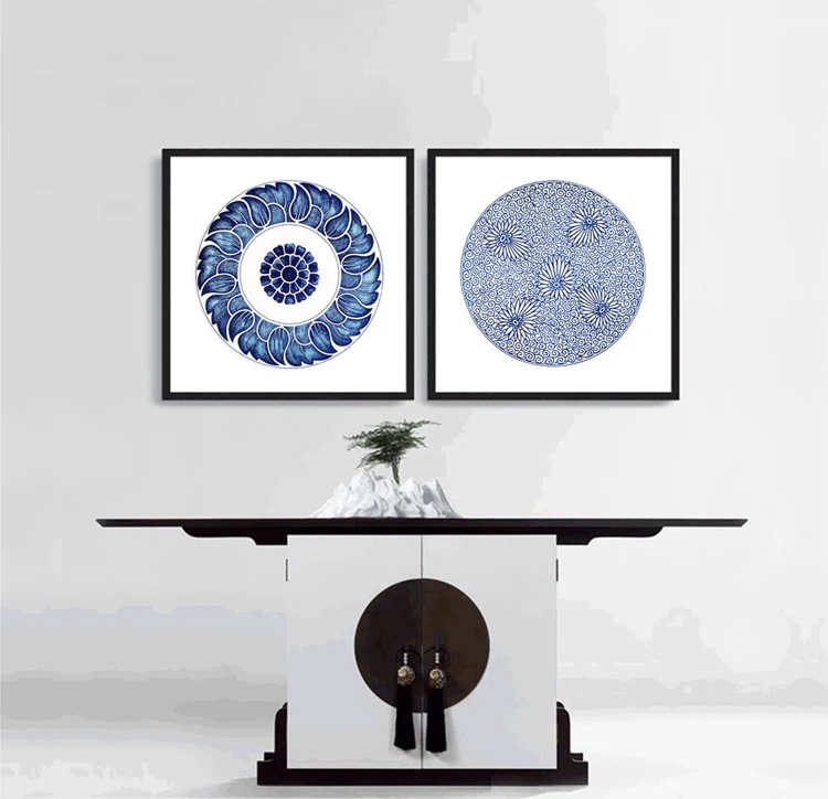 Картина Кубик Рубика в китайском стиле сине-белый фарфор | Дом и сад