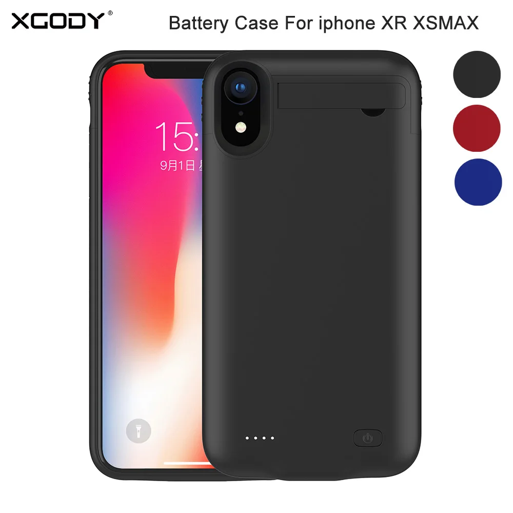 Умный чехол XGODY 5200 мАч для iphone XR XSMAX зарядки внешних аккумуляторов с держателем