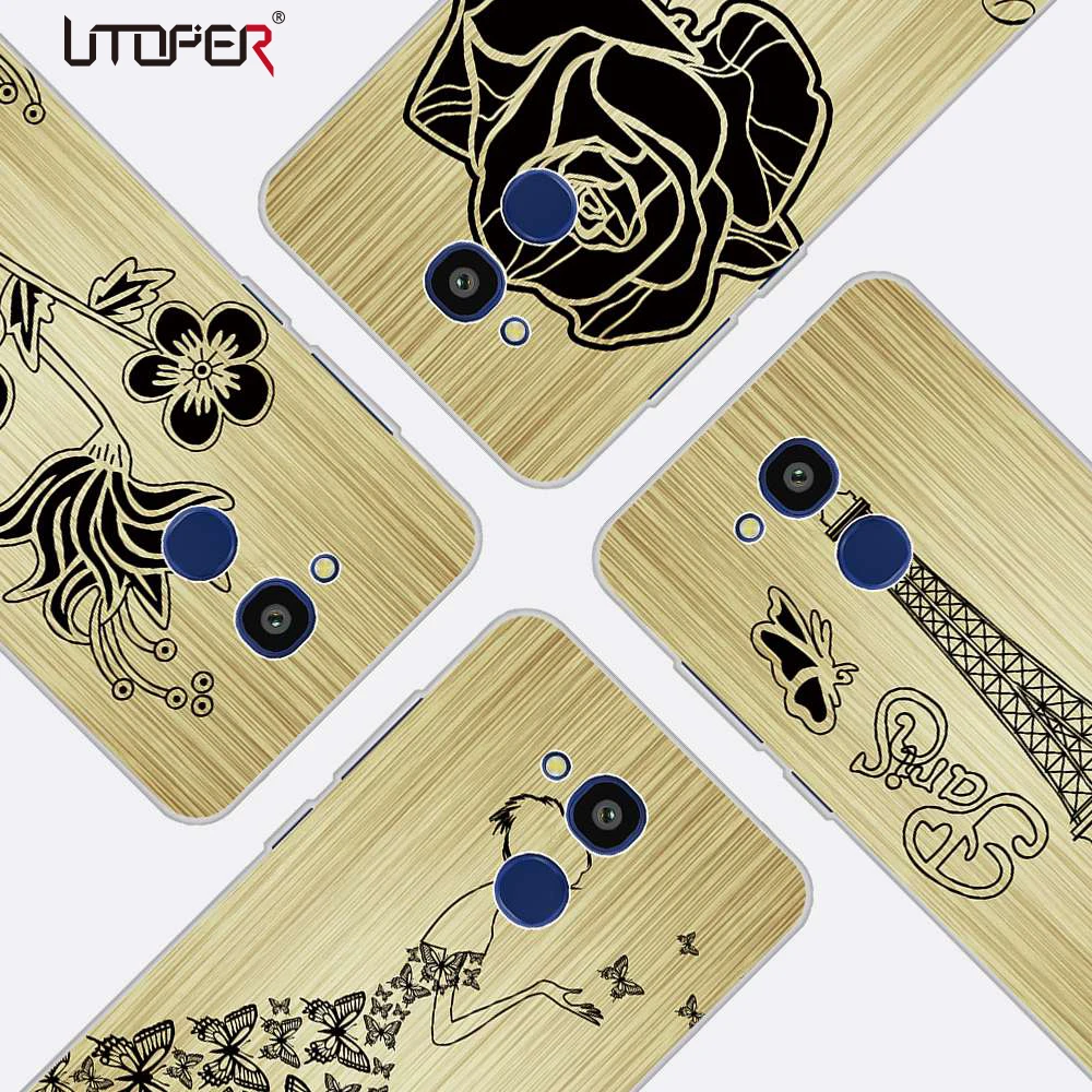 UTOPER Shell For Vernee M5 Case Wood Gain Pattern Rose Phone Black 5.2 inch coque |