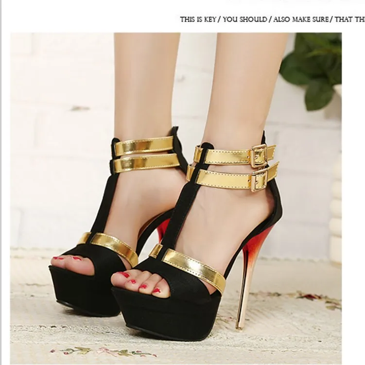 Fashion Summer Women Sandals blue Gold Casual Flock Buckle Strap Thin Heels 12CM High Heels Open Toed Women Shoes Sexy Pumps