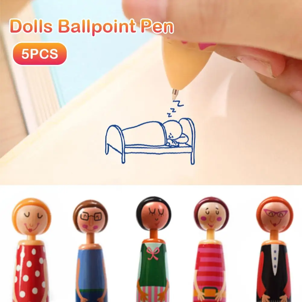 5 шт. кукольная шариковая ручка мультфильм маленький человек канцелярские