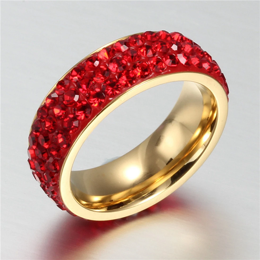 2018 Модные кольца с кристаллами золотого цвета обручальные из нержавеющей стали