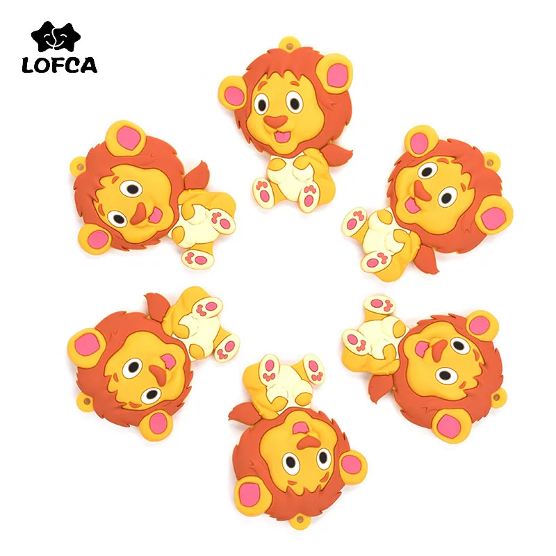 LOFCA Silicone Lion Teether Cartoon Silicone Pendant Necklace Baby Teething Toy BPA Free Food Grade Silicone Baby Carrier Holder