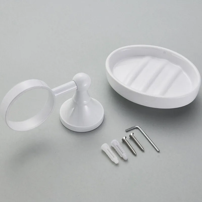 

Free shipping Europe style white color copper bathroom accessories wall mounted soap dishes holder with ceramic cup