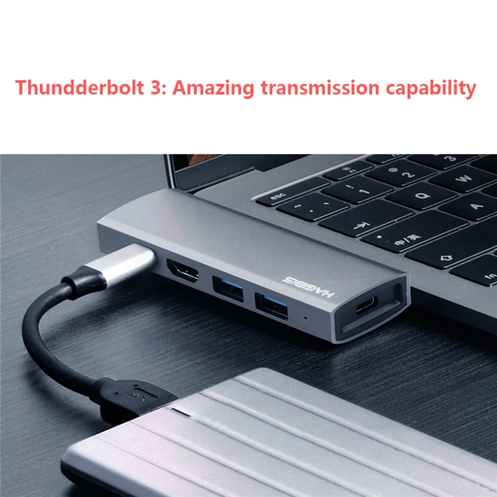 Двойной тип C концентратор адаптер USB 3,0 4 к HDMI Thunderbolt 3 для Apple MacBook Pro SD/TF слот для карт зарядное устройство PD адаптер с чехол для хранения