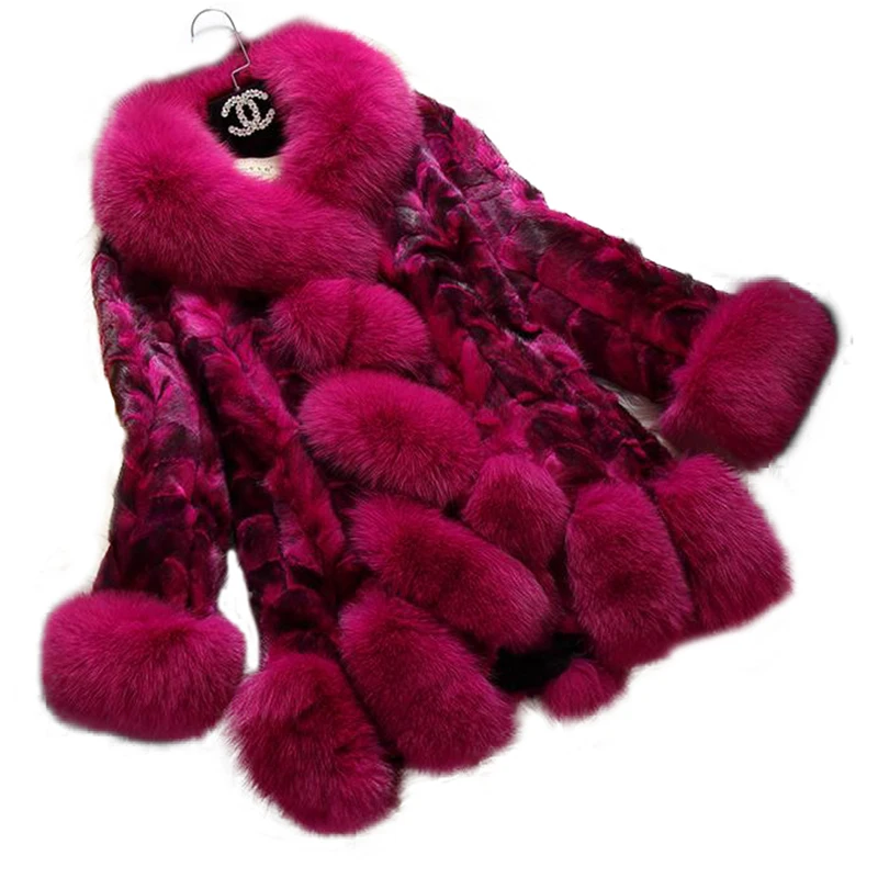 Jade гордость 2017 элегантные реального норки лиса меховой воротник Для женщин