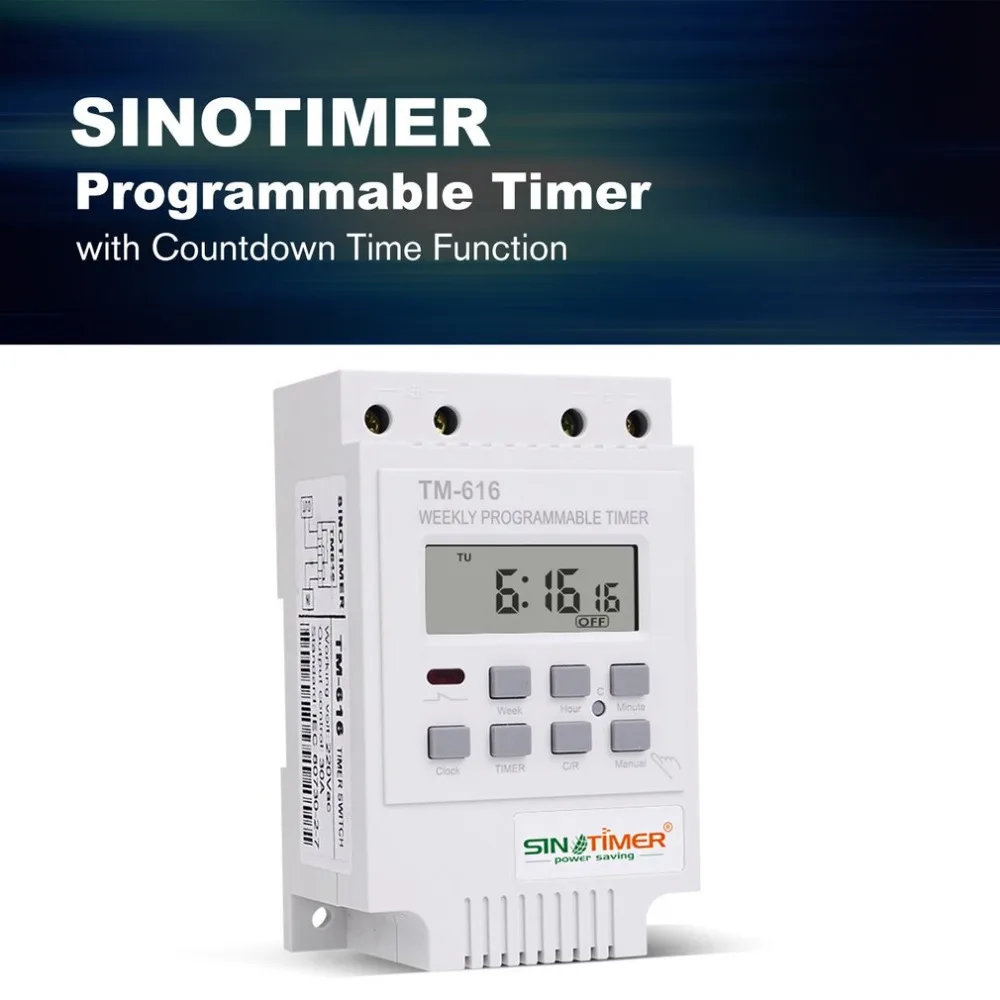SINOTIMER TM616W-2 30A 220 в электронный Еженедельный программируемый цифровой реле времени