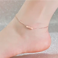 rose gold 3d bar anklet custom engraved words anklet 4 sides engraving charm personalized women jewelry