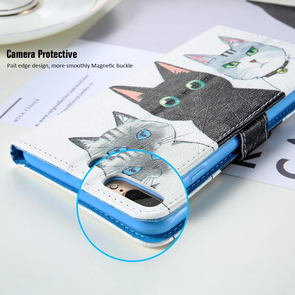 Флип-Чехлы kisscase для iphone 5 чехлы 5s SE 6 6s Plus 7 чехол с милым мультяшным котом кожаный