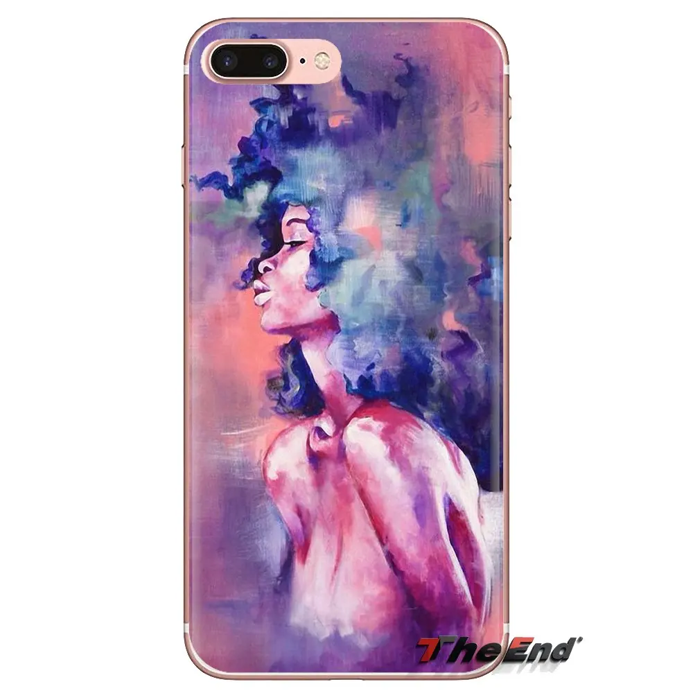 For iPod Touch Apple iPhone 4 4S 5 5S SE 5C 6 6S 7 8 X XR XS Plus MAX Soft Transparent Shell Cover NATURAL HAIR ART artist Works |