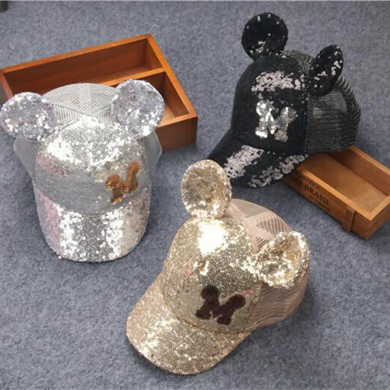 2017 летняя детская шапка бейсболка блестящая с блестками регулируемая модная для