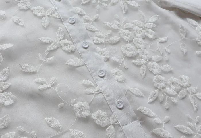 Organza Shirts Women Casual Lace Loose Long Sleeve Blouse Shirt Female Blusas White |