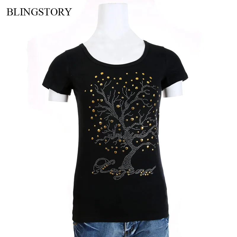 Женская хлопковая Футболка BLINGSTORY летняя свободная футболка с коротким рукавом и