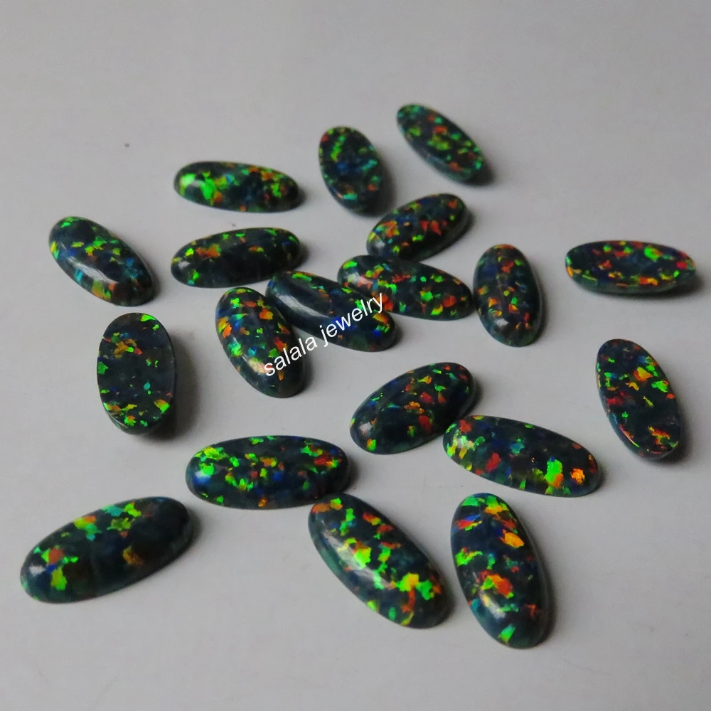 Овальный опал оп32 черный синтетический огненный овальный кабошон 50 шт./лот 6x12