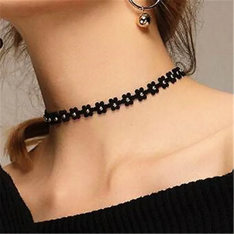 Simple Black Flower Choker Necklace Women Fashion Jewelry Bijoux Punk Design Elegant Gift New Arrivl | Украшения и аксессуары