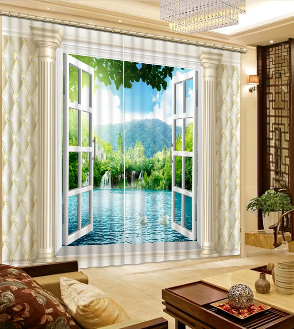 

Modern Home Decoration Living Room Curtains Decoration European 3D Curtains For Living room Blackout roman curtains