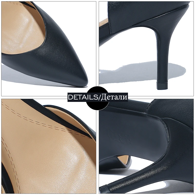 Женские кожаные сандалии ISNOM на высокой шпильке с острым носком для офиса лето 2018