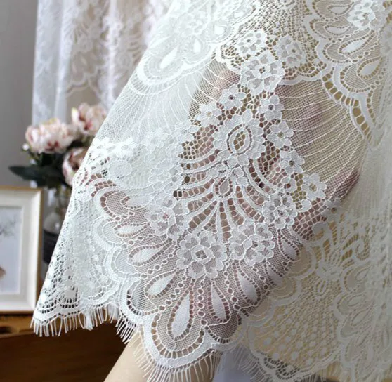 3M French Eyelash Lace Fabric 150cm White Black Diy Exquisite Embroidery Clothes Wedding Dress Accessories | Дом и сад