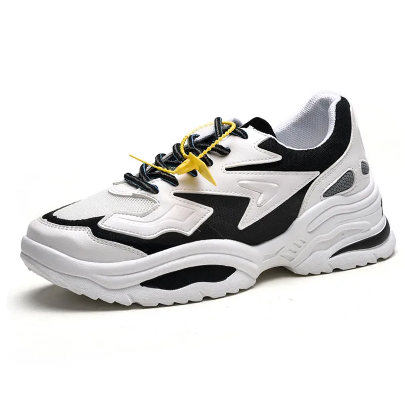 Black White A BomKinta Tenis Masculine Adulto; коллекция года; модная Вулканизированная обувь из сетчатого материала на шнуровке; удобные мужские кроссовки; Цвет черный, белый; Sapatos Casuais - Цвет: Black White A