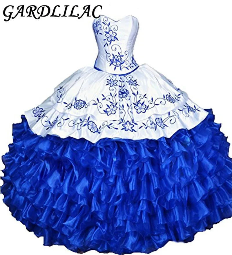 Gardlilac розовое платье голубое вышитое Quinceanera 2021 Бальное Платье милое с оборками