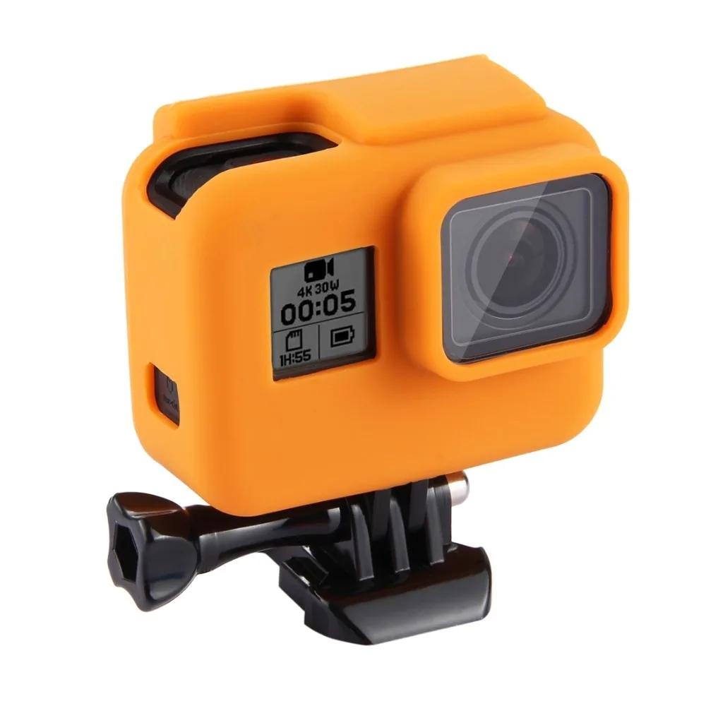 Силиконовый чехол-рамка для GoPro, защитный чехол с крышкой для объектива Go Pro Hero 7, черный, 6, 5, набор аксессуаров для экшн-камеры - Цвет: ORANGE-1
