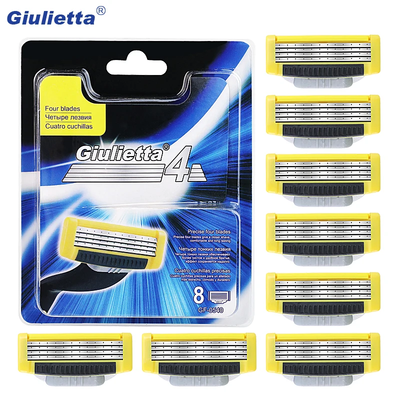 8 шт./лот бритвенные лезвия 4 остроконечная Мужская бритва для лица слоя Замена