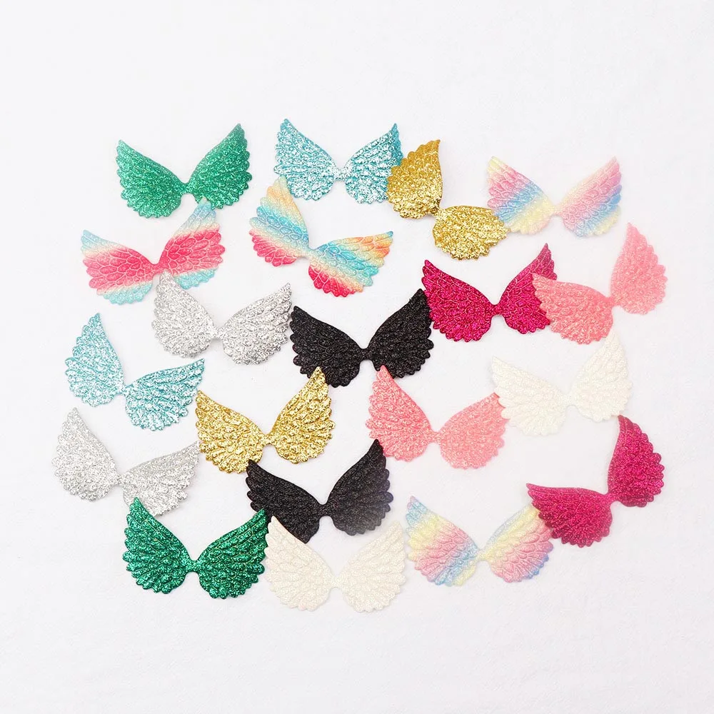 6.5cm mixed color Блестящие нашивки крылья, разноцветные ангельские крылья, набор «сделай сам» для волос с бантом детские игрушки одежда Материал ручной работы аксессуары 20 шт./пакет - Цвет: 6.5cm mixed color