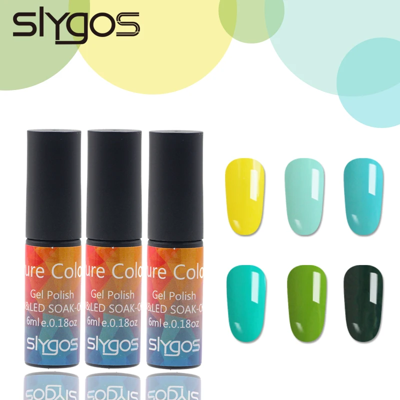 Портативный Гель лак SLYGOS Matcha Green 3 шт./компл. чистый цвет УФ 6 мл|Гель для ногтей| |