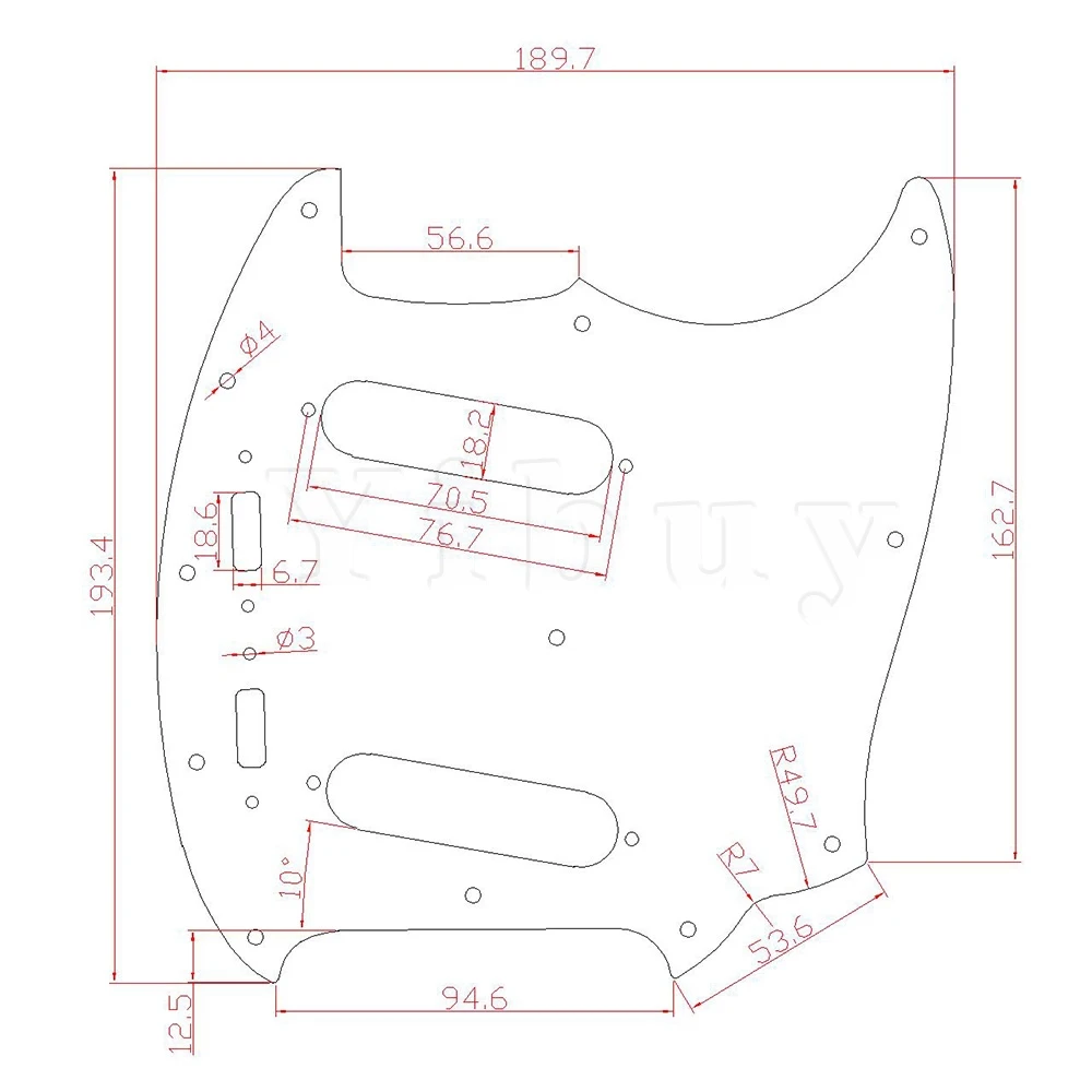 Yibuy черная карманная гитара из ПВХ с 20 отверстиями 3ply Для мустанга музыкальная