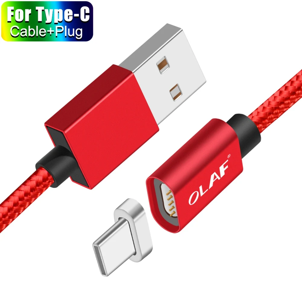 Red Type C Cable Олаф магнитное зарядное устройство usb type C Micro USB кабель провод для быстрой зарядки штекер type-C Магнитный кабель для iPhone samsung Xiaomi huawei - Цвет: Red Type C Cable