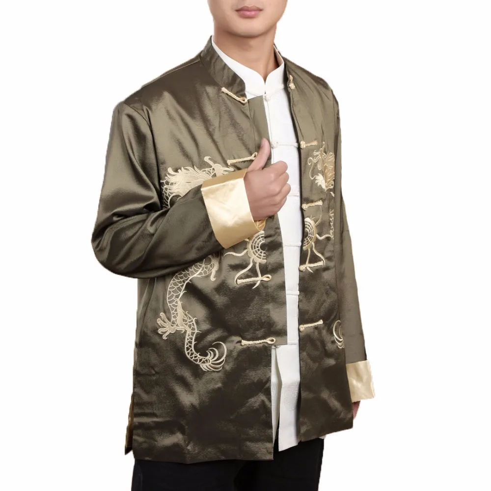 Новинка 2018 Мужская китайская рубашка с отложными манжетами и длинными рукавами