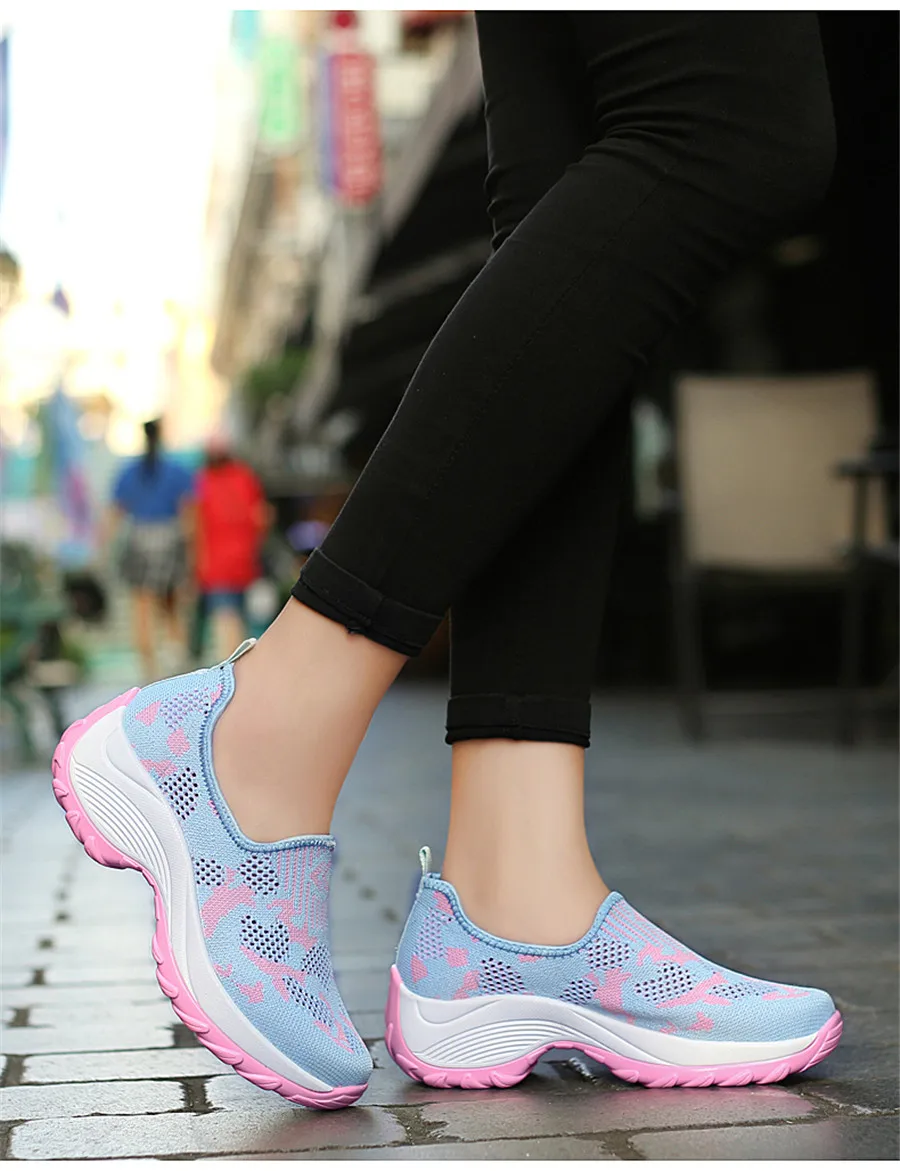 Весенняя женская обувь на плоской подошве; обувь на платформе; tenis feminino; дышащая сетка; нескользящая резиновая подошва; слипоны; chaussure femme; кроссовки; 1853