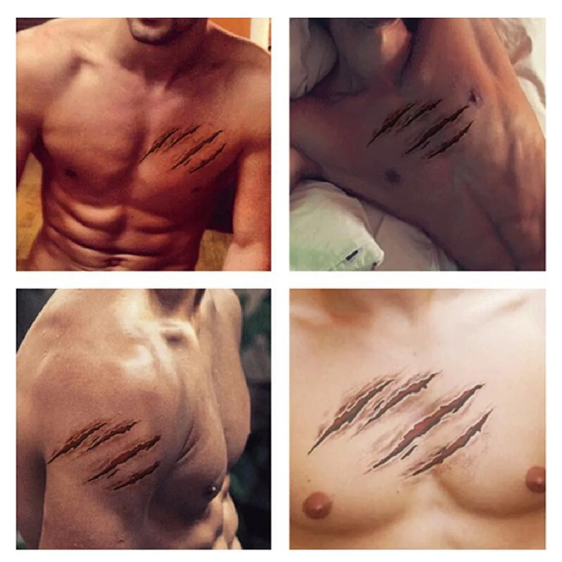 Водостойкие тату для Хэллоуина Зомби Шрамы Татуировки с поддельной паршивой