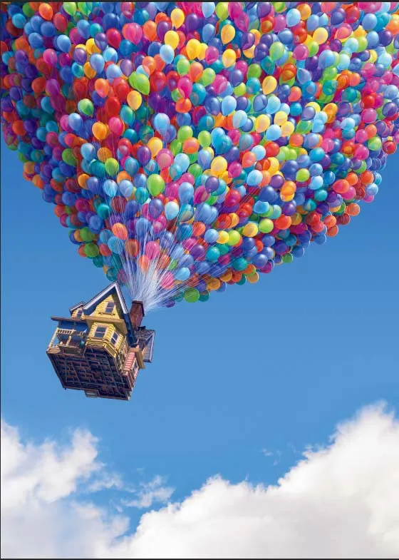 

8x8FT UP Flying Balloons House Travel Blue Sky Clouds Custom Photography Background Studio Backdrops Vinyl 240cm x 240cm