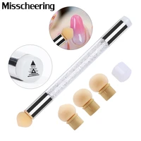 double end nail art gel polish color gradient brush 4 replacement sponge heads transfer stamping blooming pen manicure tools