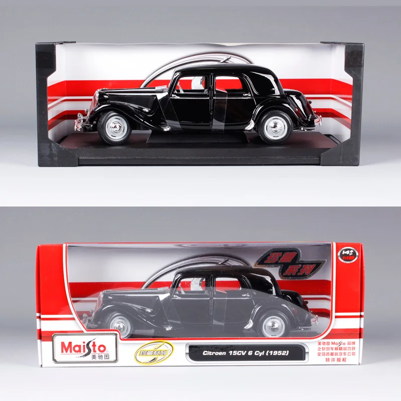 Maisto 1:18 1952 citroen 15cv 6cyl черный автомобиль литье под давлением роскошная винтажная