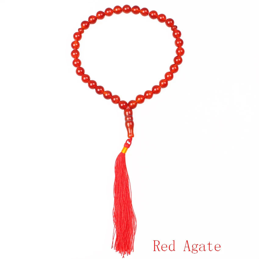 Red Agate 5 стиль, натуральный камень браслет из черного оникса 33 исламский мусульманский тасбих Молитвенные Четки из бусин Misbaha талисманы ювелирные изделия Famliy друг подарок - Окраска металла: Red Agate