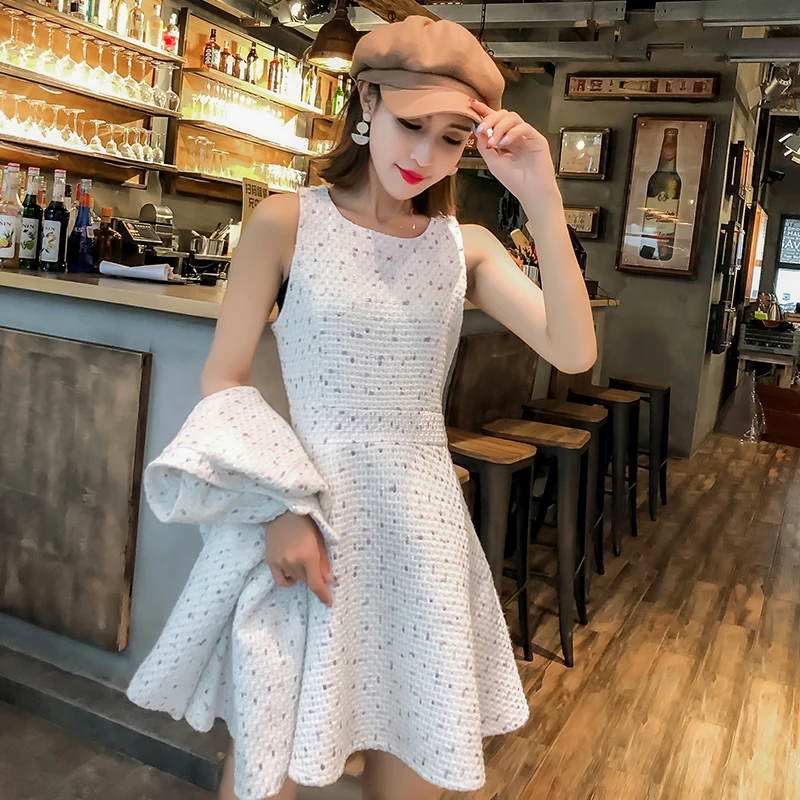 Женский твидовый костюм HAMALIEL белая клетчатая куртка + жилет комплект из 2