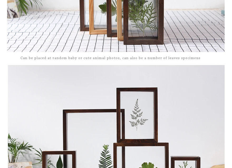 SUFEILE DIY креативный образец фоторамки домашний декор фото стена HD двухсторонняя Стеклянная фоторамка образец растения рамка D50