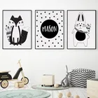 Настенная картина для детской комнаты, постеры в скандинавском стиле с мультяшным принтом лисы, кролика, персонального имени на заказ, декор для детской комнаты