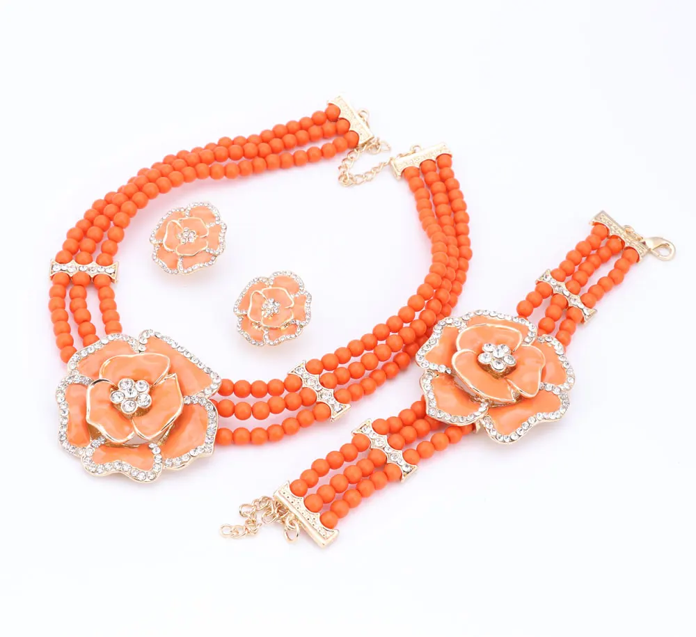 Африканские Ювелирные наборы из бисера ювелирные изделия золотого цвета большой