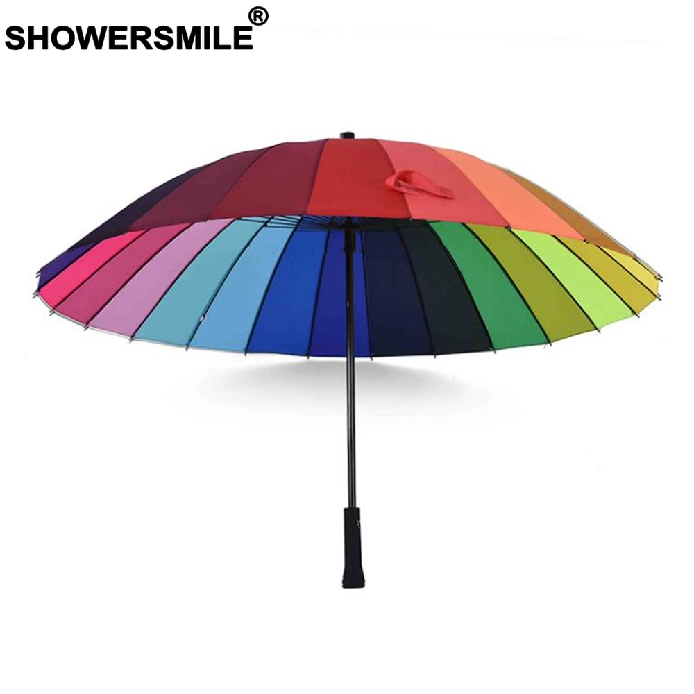 SHOWERSMILE зонтик от дождя дождь женский красочный 24 к ветрозащитная длинная ручка