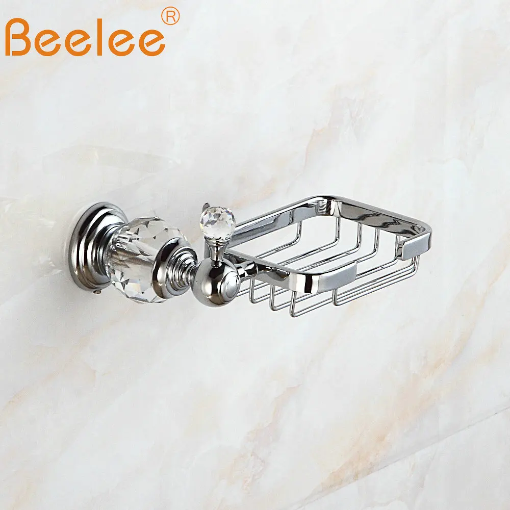 

Beelee BA5209C Free Shipping Crystal & Brass Chrome Bathroom Accessories Soap Dishes / Soap Holder/Soap Case