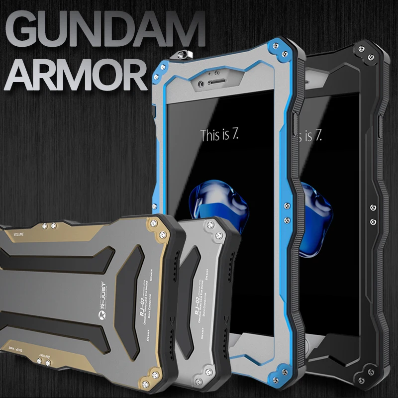 Оригинал R-just metal чехол для iPhone 7 Plus gunдамская Броня Роскошные Три-Защитные чехлы