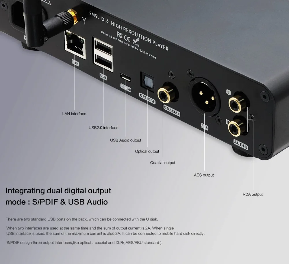 USB декодер SMSL DP3 DSD HIFI Цифровой поворотный диск/жесткий диск/Wi Fi/Bluetooth 4 0 LAN Сетевой