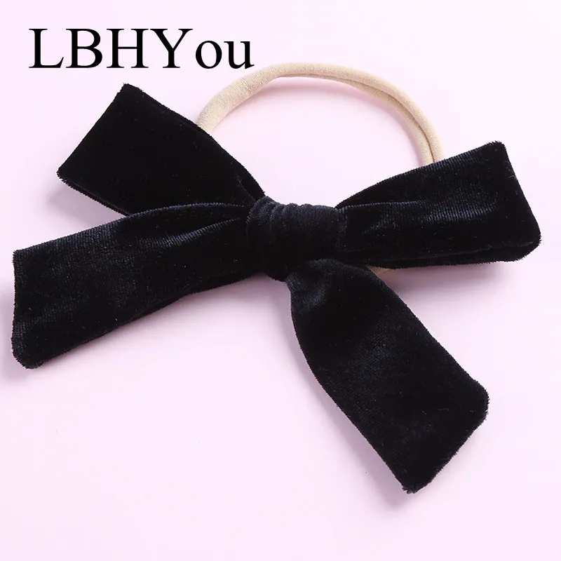15pcs/lot Velvet Bows Nylon Headbands For Girls Handmade Elastic Knotbows Hairbands School Baby Kids Head Wraps | Аксессуары для